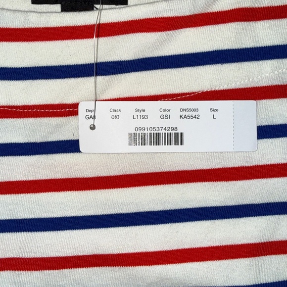 Striped Crewneck Women’s Top in Red, Blue & White - Picture 3 of 5